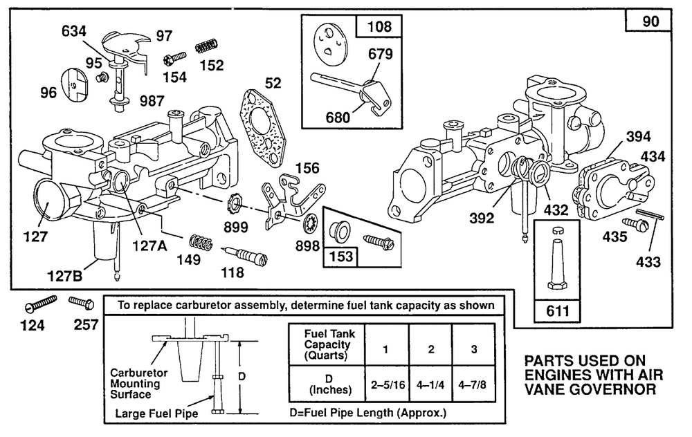 Airvanegovenor Carburetor Assembly Diagram and Parts List for 80232-2937-01  Briggs and Stratton Engine